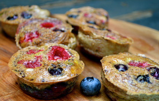 Mixed berry mini muffin omelettes