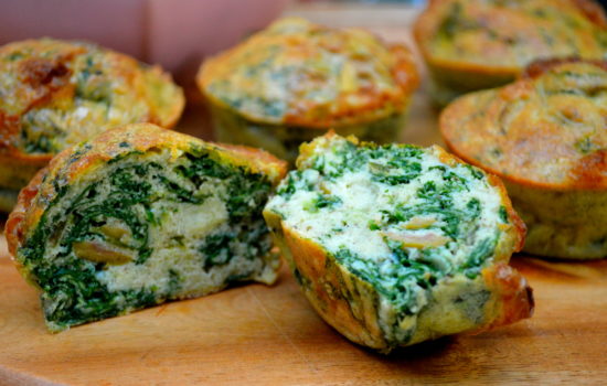 Olive, spinach and spring onion “no bread” muffins