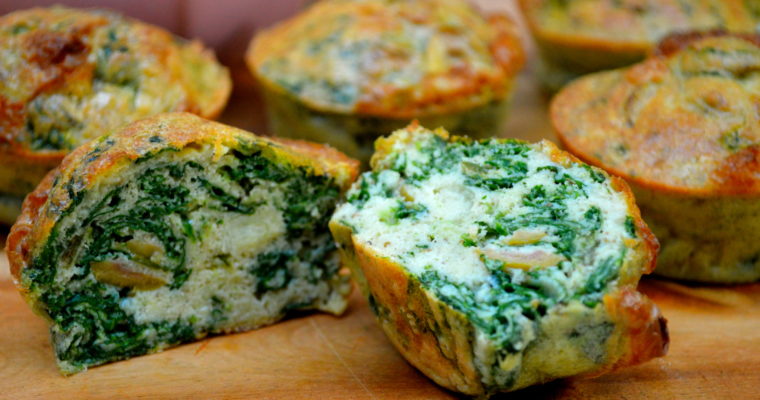 Olive, spinach and spring onion “no bread” muffins