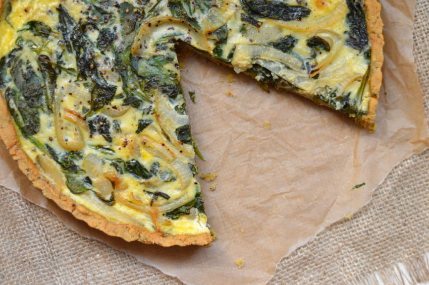 Spinach and Onion Quiche (Gluten free, Dairy free)