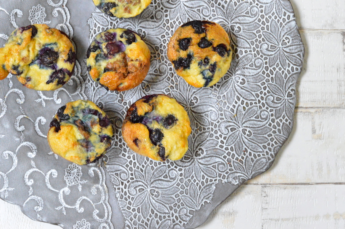 4 Ingredient Blueberry and Nut Butter Muffin Omelettes